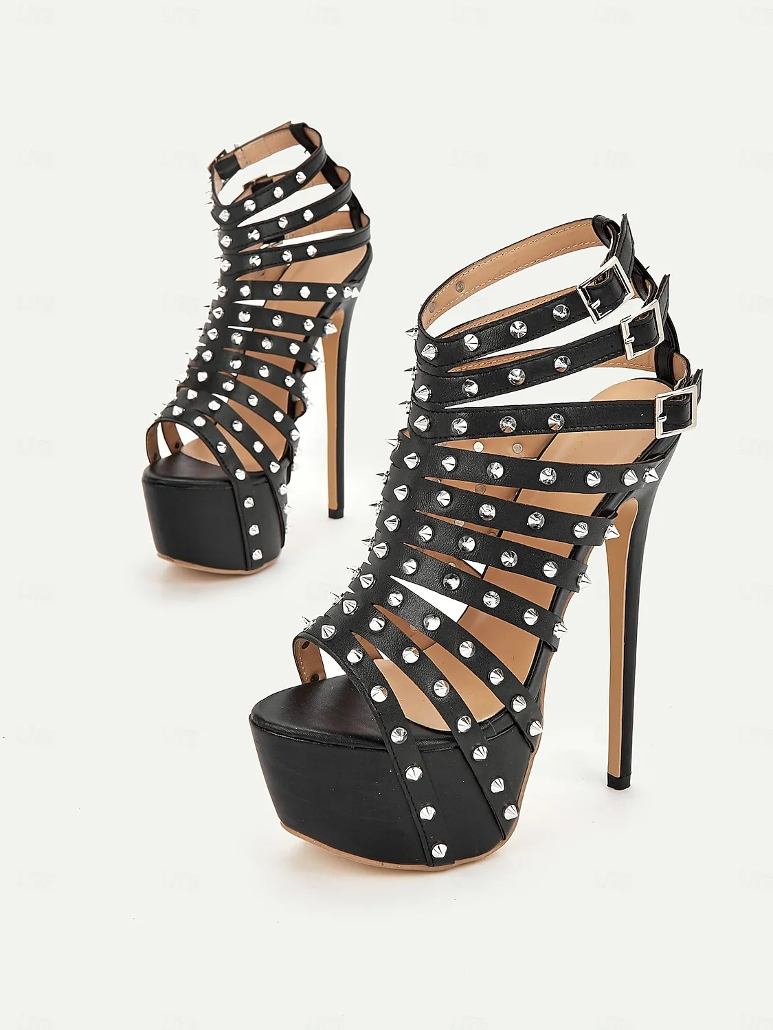 lyutxo1742291761482.webp Women's Black Studded Platform Stiletto Heels – 1980s Punk Rock Strappy High Heels for Clubwear, Parties, and Night Out - Image 1