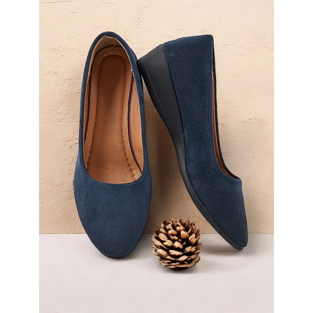 oesxji1733309879217.webp Women's Soft Navy Blue Faux Suede Slip-on Flats with Cushioned Sole | Perfect for Everyday Wear - Image 1